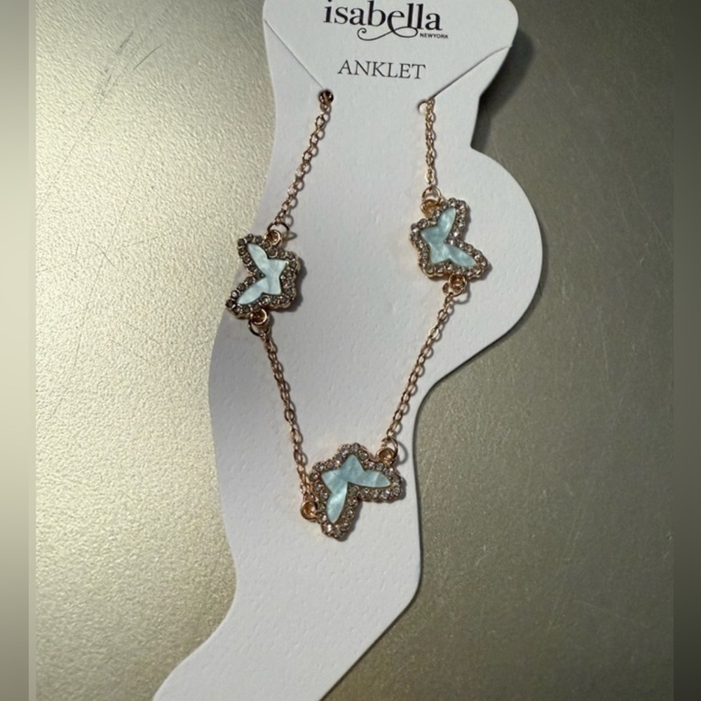 Isabella New York Butterfly Anklet with Blue Accents